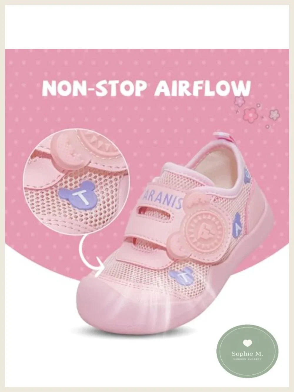 Baby Girls Barefoot Walking Shoes Breathable Hook & Loop Sneakers Toddler